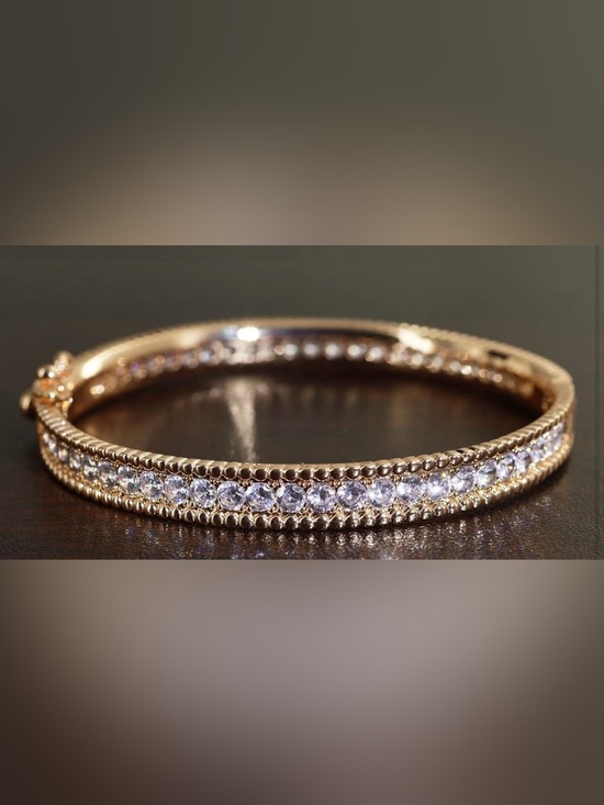Anthropologie Jewelry - Anthropologie Gold Crystal Bangle Bracelet